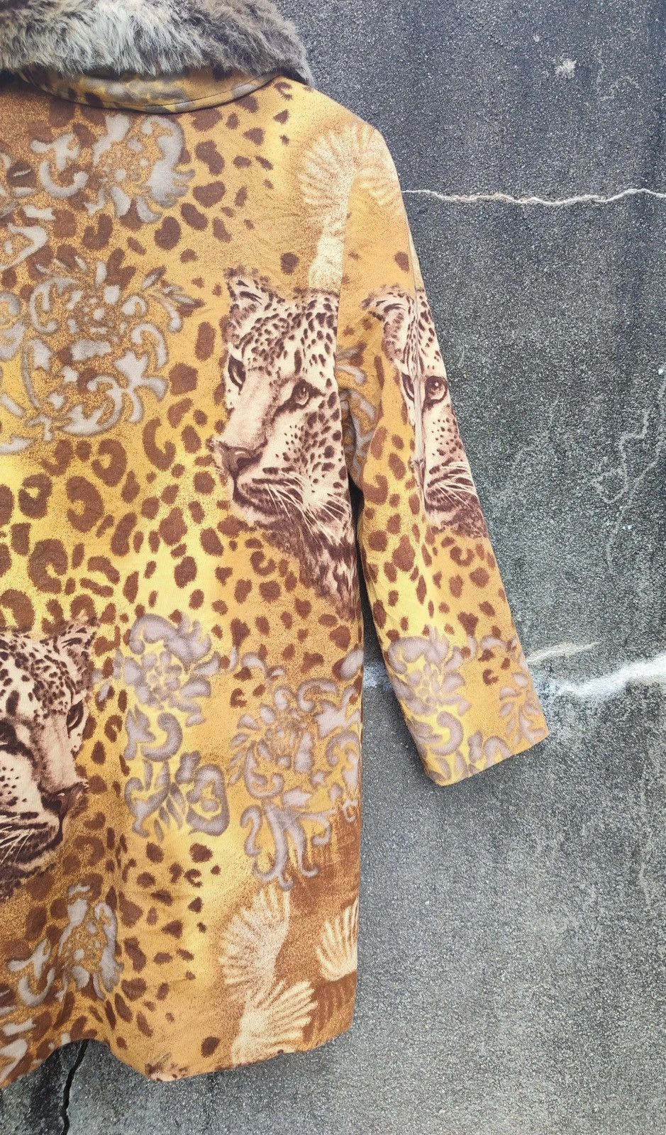 Designer × Vintage Vintage Leopard Print Faux Fur Collar Coat (90s) Size L / US 10 / IT 46 - 8 Thumbnail