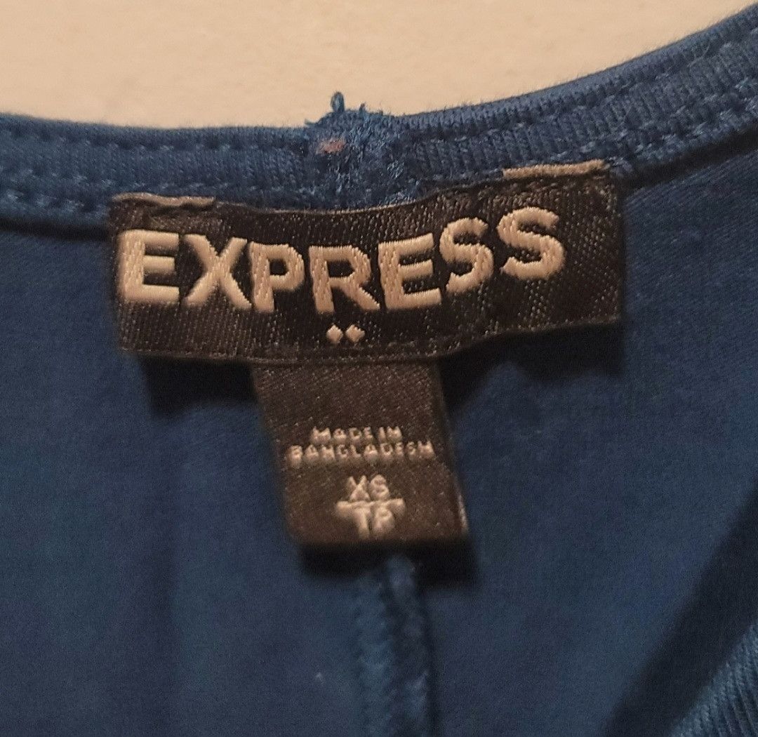 Express NWOT Express 3/4 Sleeve Peplum Shirt Dark Blue Size XS Size XS / US 0-2 / IT 36-38 - 2 Thumbnail