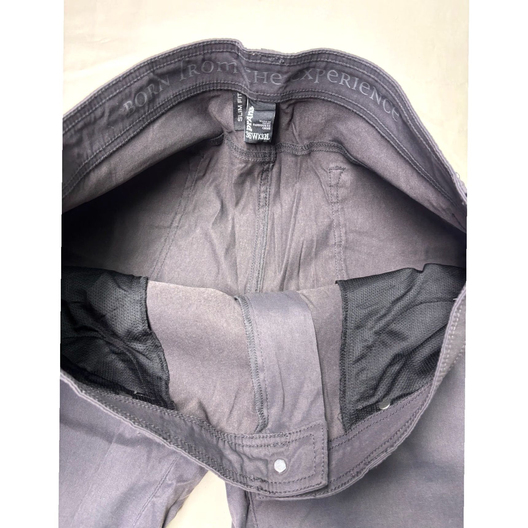 Prana prAna Slim Fit Mens Khakis Pants Size 36 32 Charcoal Gray Nylon Spandex 5-Pocket Design Zipper Button Straight Leg Flat Front Casual Workwear Men Size US 36 / EU 52 - 4 Thumbnail