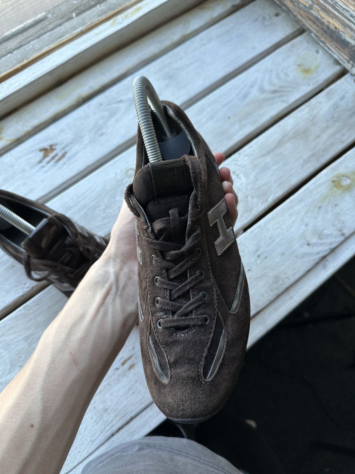 Hogan 🚨HOGAN REBEL LOW SNEAKERS BIG LOGO Y2K BROWN RARE LUXURY Size US 8 / IT 38 - 8 Thumbnail