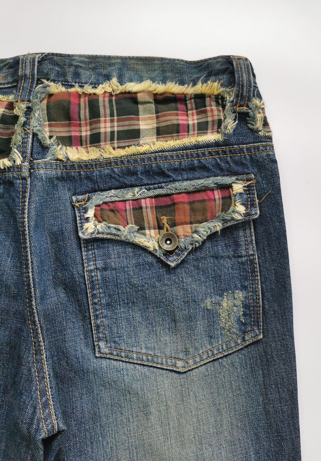 Japanese Brand Plaid Patch Beach Sound Japan Jeans Size US 30 / EU 46 - 7 Thumbnail