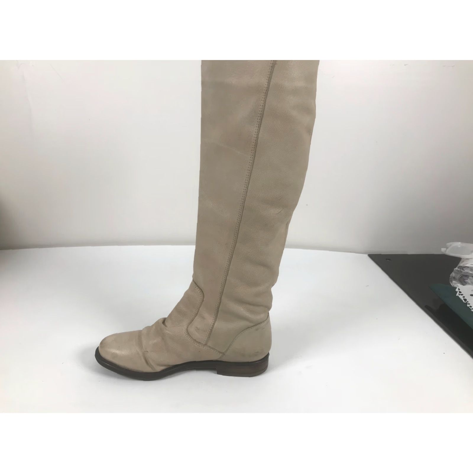 Steve Madden Steve Madden Womens Sz 6.5 M Dual Zip Knee High Boots Biege Leather Size US 7 / IT 37 - 7 Thumbnail