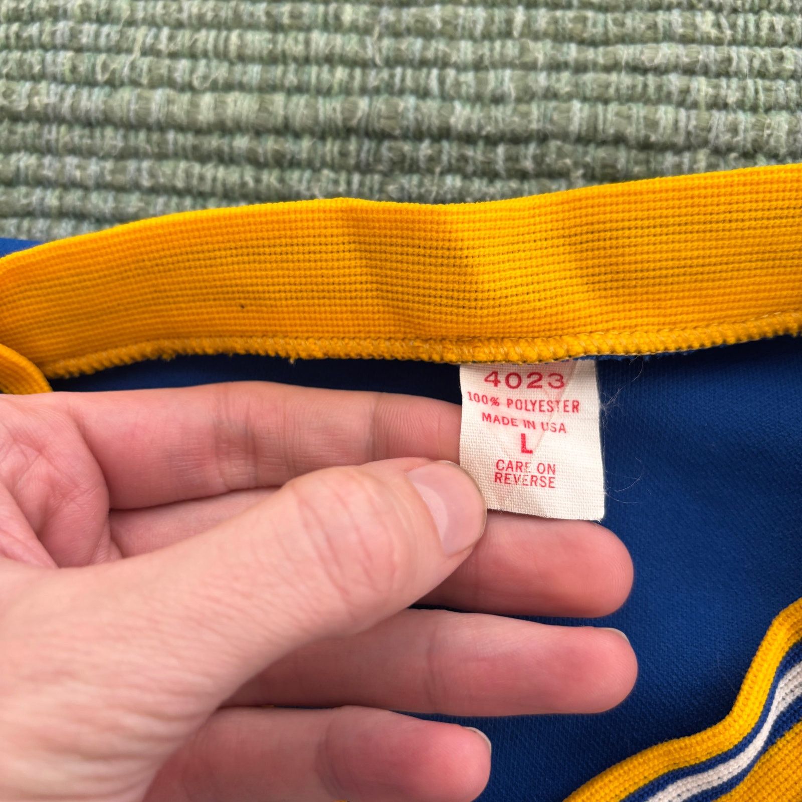 Vintage Vintage 70s or 80s nylon blue and yellow H&B jersey shirt Size US M / EU 48-50 / 2 - 3 Thumbnail