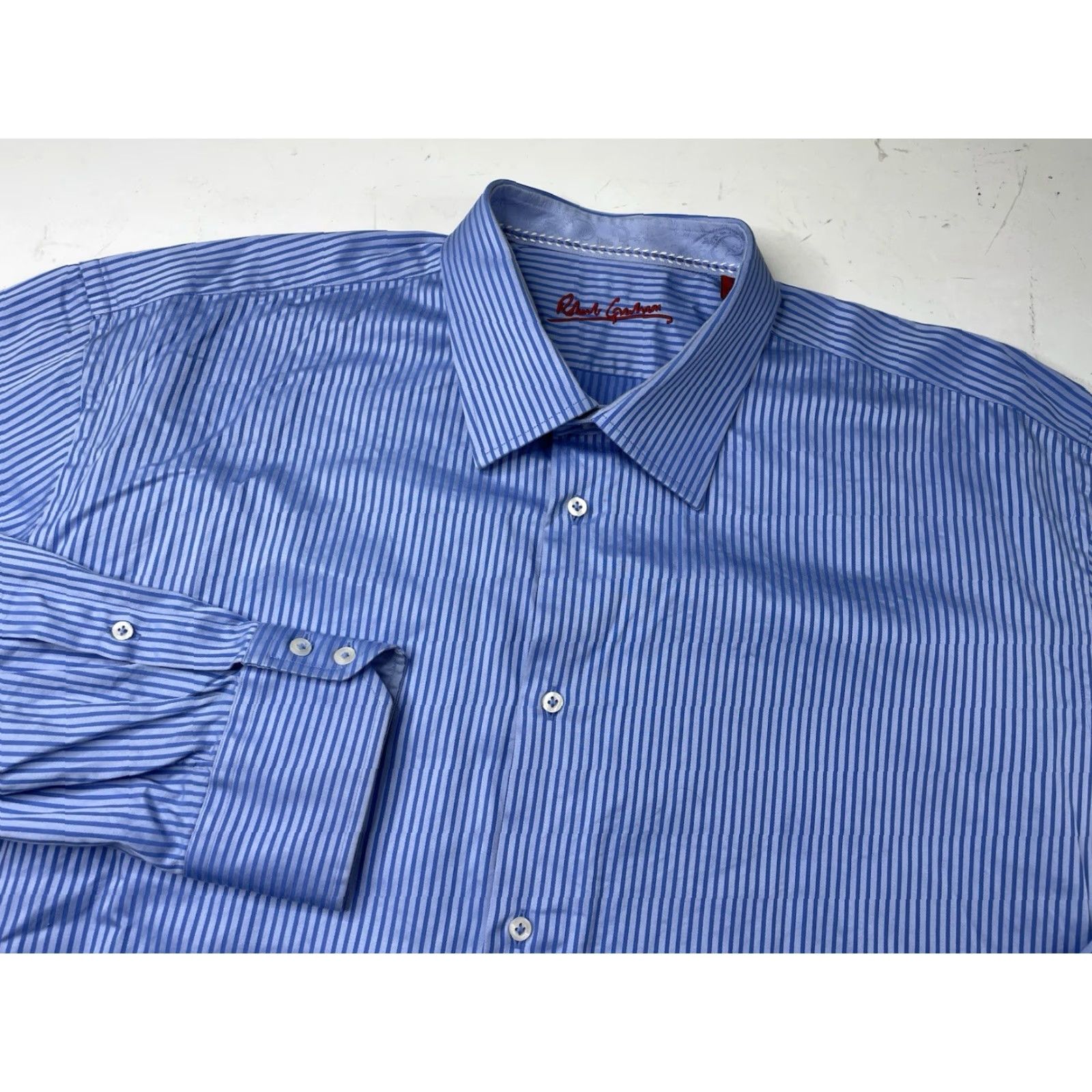 Robert Graham Robert Graham Striped Long Sleeve Button Shirt Paisley Flip Cuff Men 48/19 3XL Size US XXL / EU 58 / 5 - 2 Thumbnail