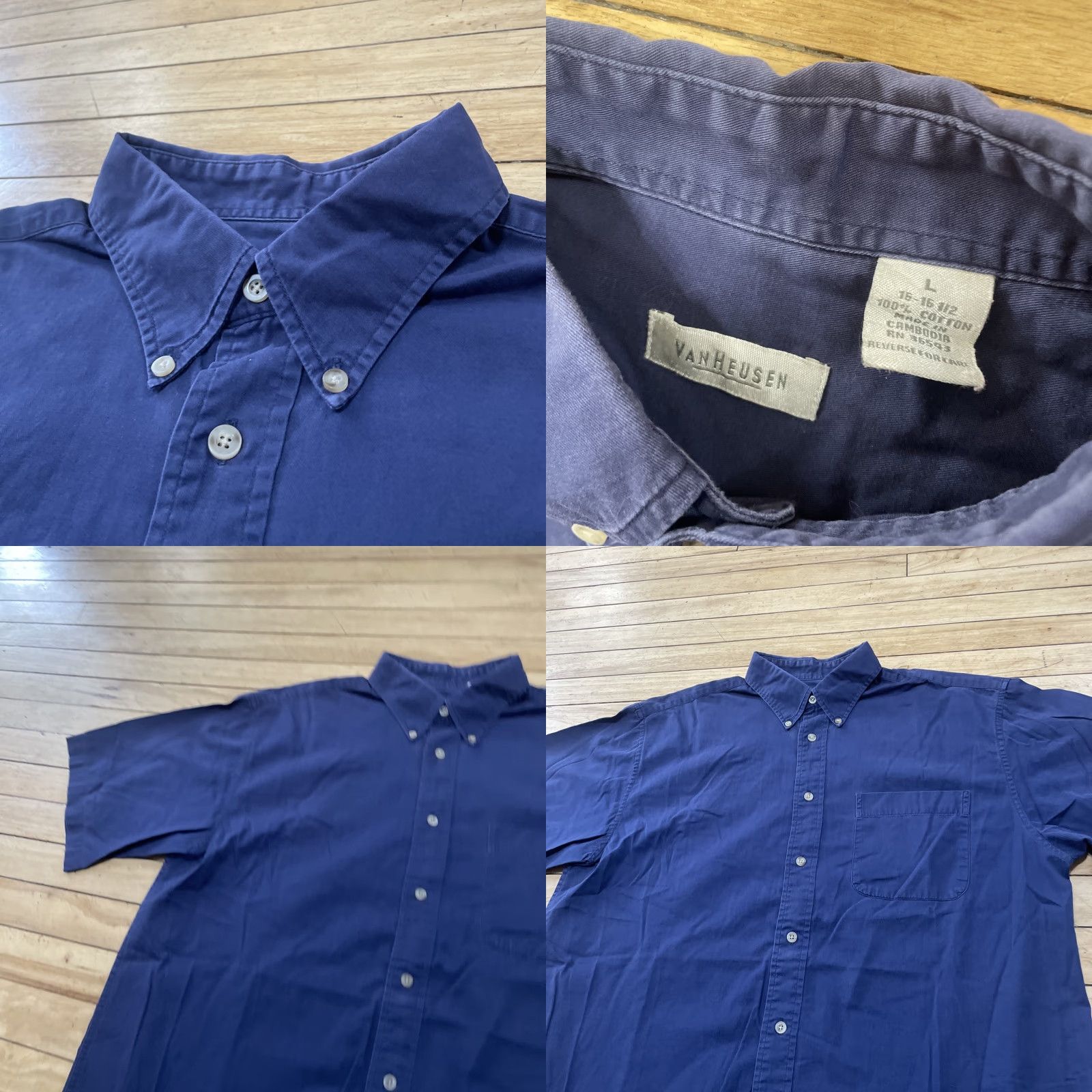 Van Heusen VINTAGE Van Heusen Shirt Men L Blue Short Sleeve Oxford Twill 90s Y2k Button Up Casual Mens Regular Fit 1900s? Size US L / EU 52-54 / 3 - 9 Thumbnail