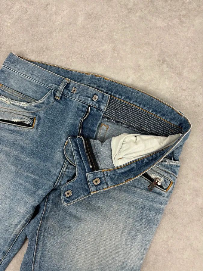 Balmain 2010s Balmain Light Blue Denim Distressed Jeans Size US 33 - 9 Thumbnail