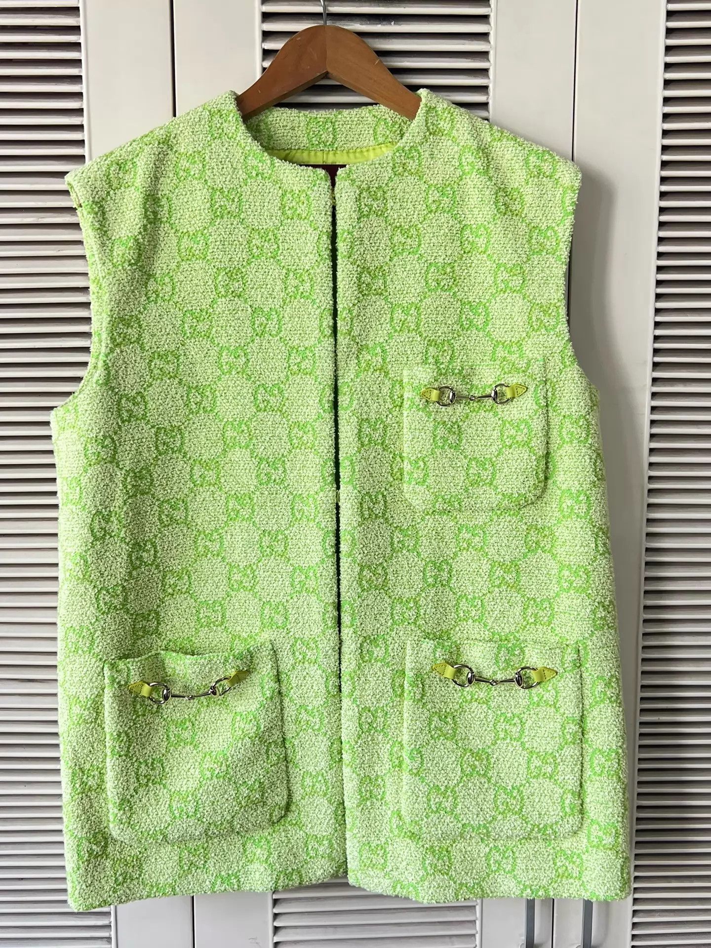 Gucci Gucci Green Tweed Double G Print Women's Vest + Shorts Set Size S / US 4 / IT 40 - 2 Thumbnail