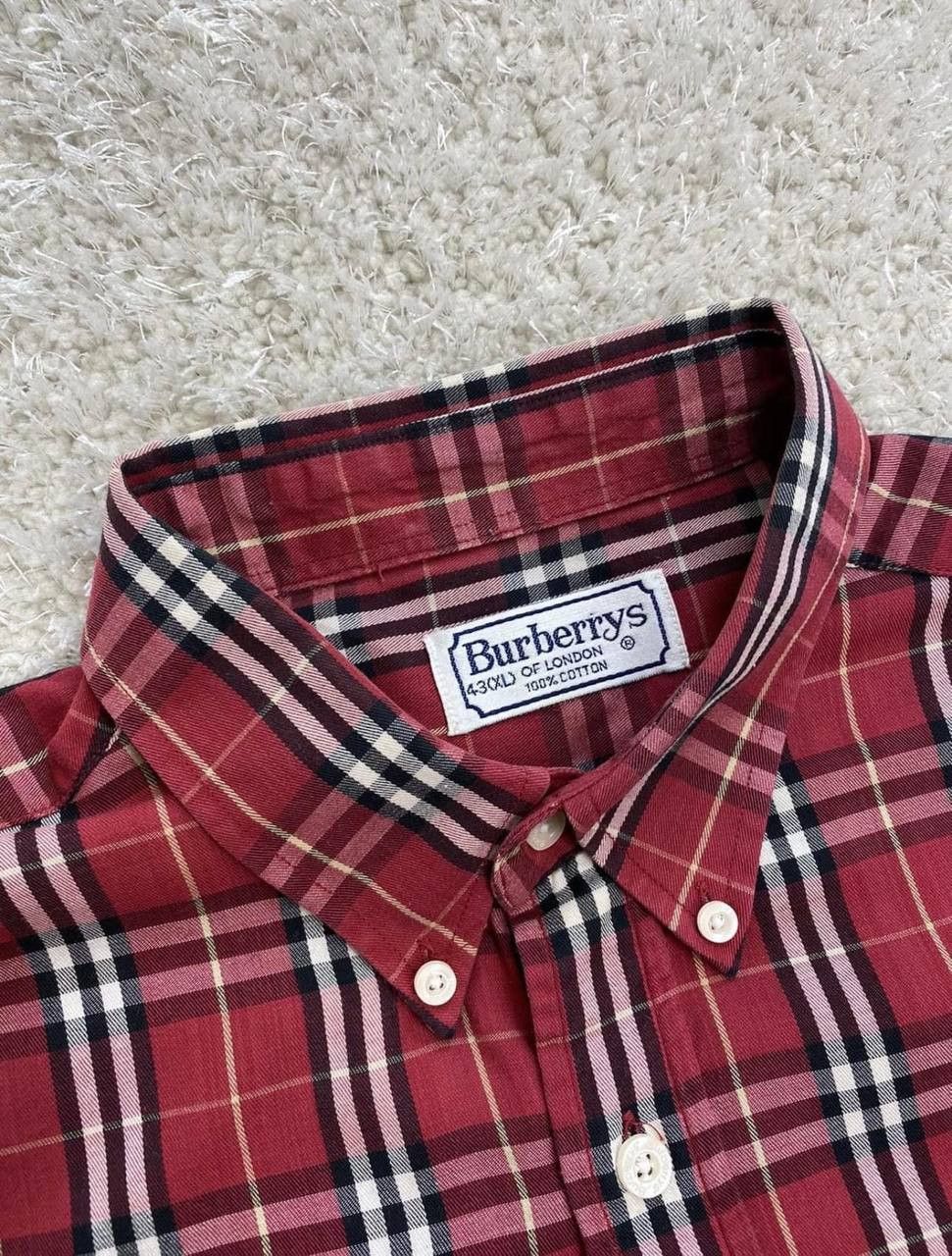 Burberry × Designer × Vintage Red Burberry Checkered Shirt XL Vintage Luxury Size US XL / EU 56 / 4 - 3 Thumbnail