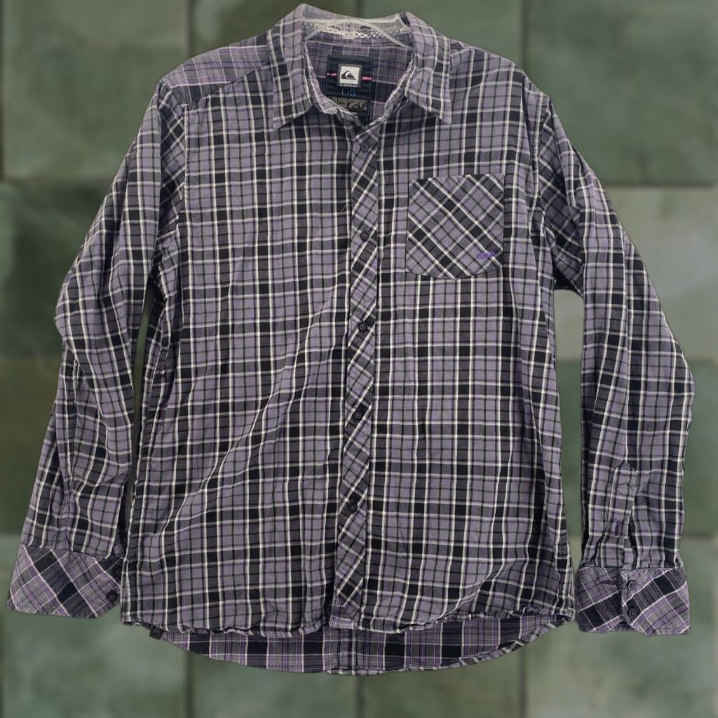 Quiksilver Quiksilver Flannel Shirt Large Purple Plaid Long Sleeve Button-Up Mens Size US L / EU 52-54 / 3 - 1 Thumbnail