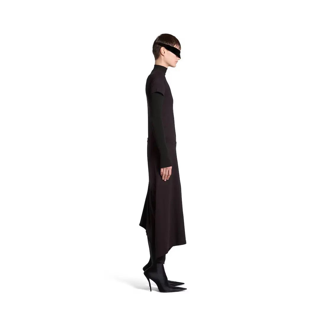 Balenciaga oc11z1125 Patched T-Shirt Dress in Black Size M / US 6-8 / IT 42-44 - 6 Thumbnail
