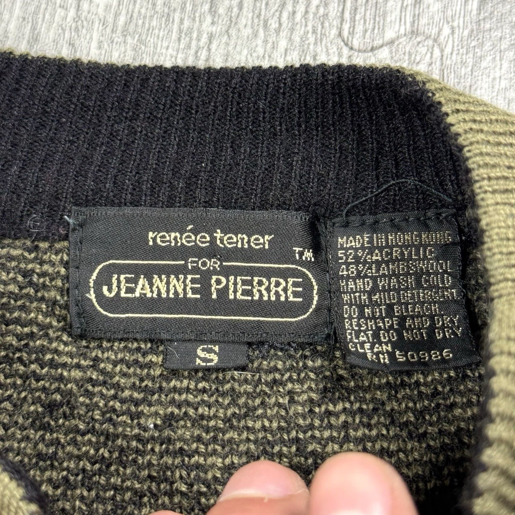 Vintage VTG Jeanne Pierre Beaded Green Black Wool Blend Sweater Pullover Women S Size S Crew Neck 90s Retro Vintage Knit Classic Fit Size S / US 4 / IT 40 - 4 Thumbnail