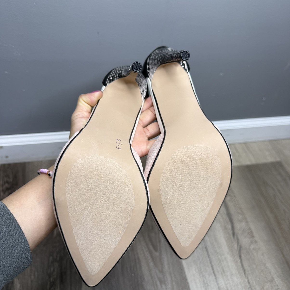 Other Shoe Dazzle Blush Pink Pointed Toe Ankle Strap Heels Size US 9.5 / IT 39.5 - 8 Thumbnail