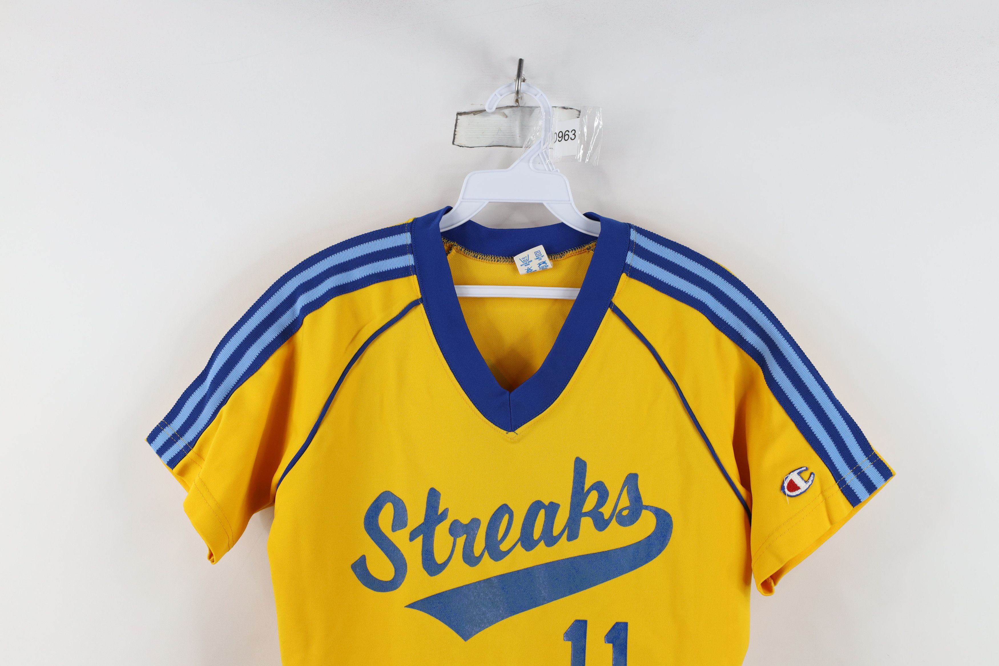 Champion Vintage 70s Champion V-Neck Durene Jersey T-Shirt Yellow USA Size XL / US 12-14 / IT 48-50 - 2 Thumbnail
