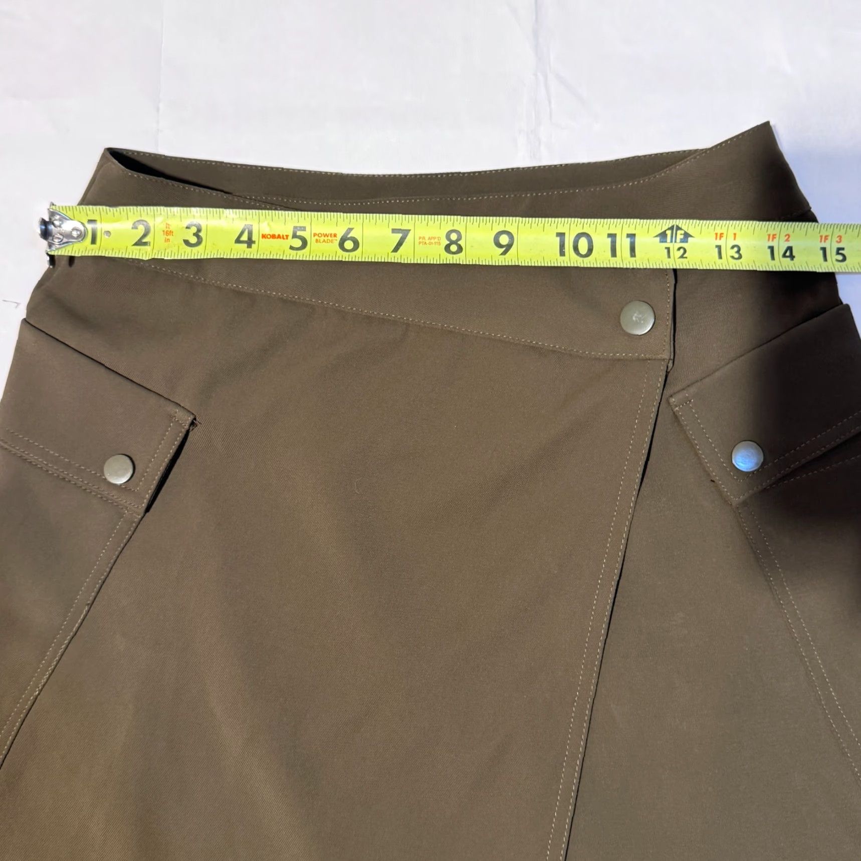 Vintage Bishop + Young Skirt Military Army Green Side Snap Pockets Mini Medium Size 32" / US 10 / IT 46 - 3 Thumbnail