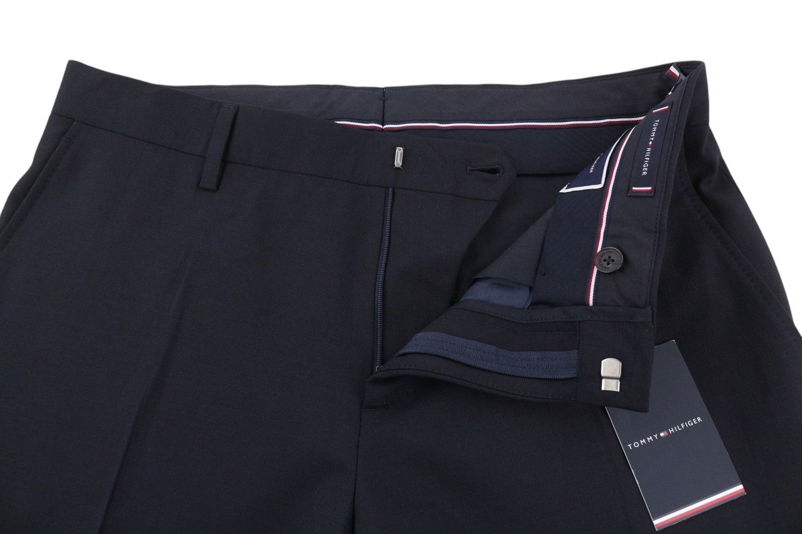 Tommy Hilfiger 48 Dark Blue THFlex Wool Blend Slim Fit Flat Trousers 85317 Size US 32 / EU 48 - 4 Thumbnail