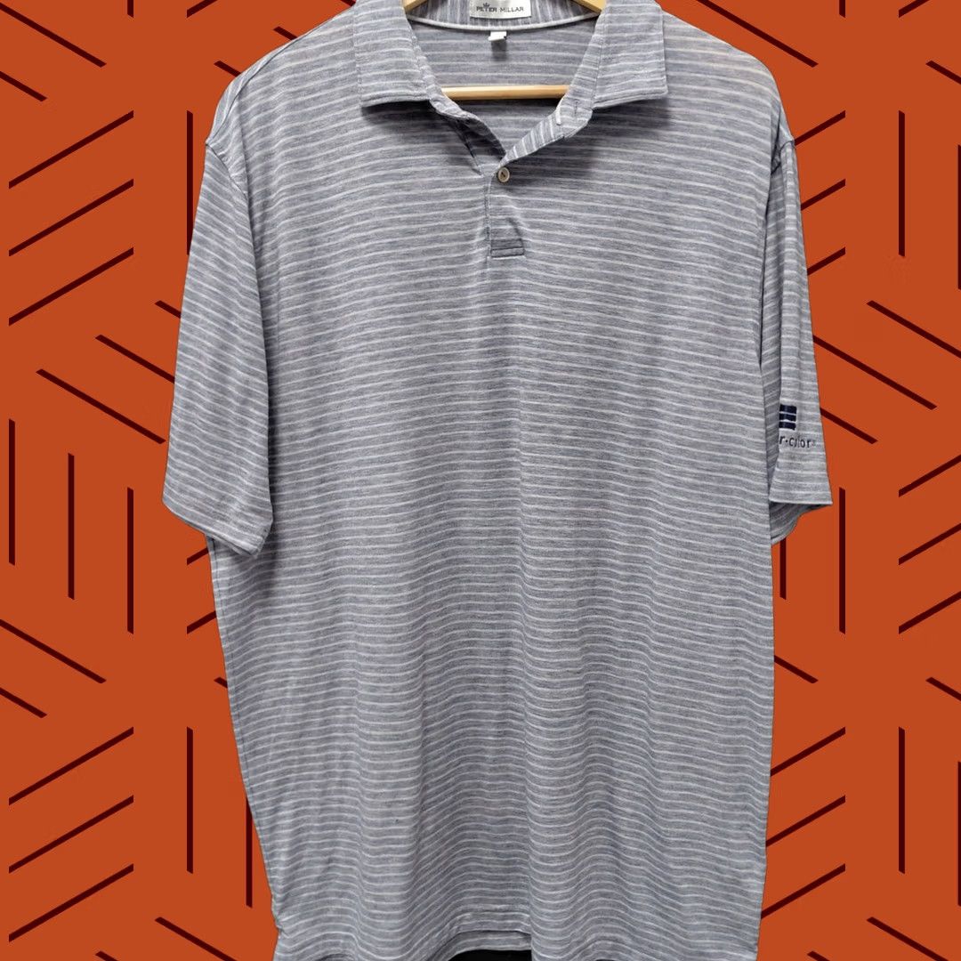 Peter Millar Peter Millar Grey Stripe Polo Shirt | Size L | Premium Golf Size US L / EU 52-54 / 3 - 1 Thumbnail