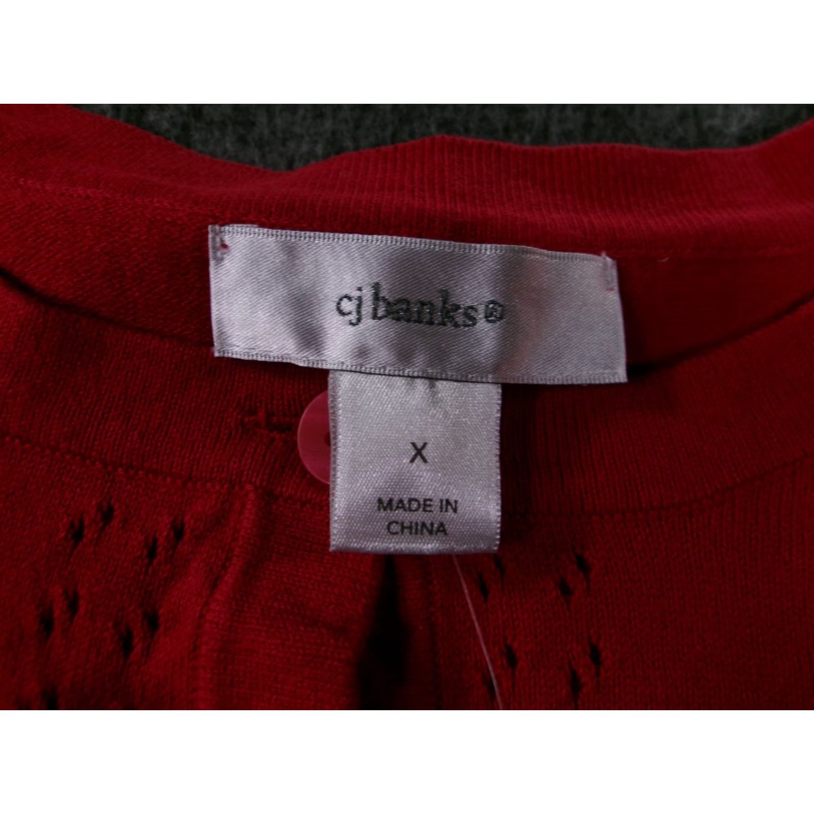 Vintage CJ Christopher Banks Blouse Shirt Woman 0X Red Button Front 3/4 Sleeve Boat Neck Plus Size Casual Business 90s Classic Preppy Womens Size XL / US 12-14 / IT 48-50 - 7 Thumbnail