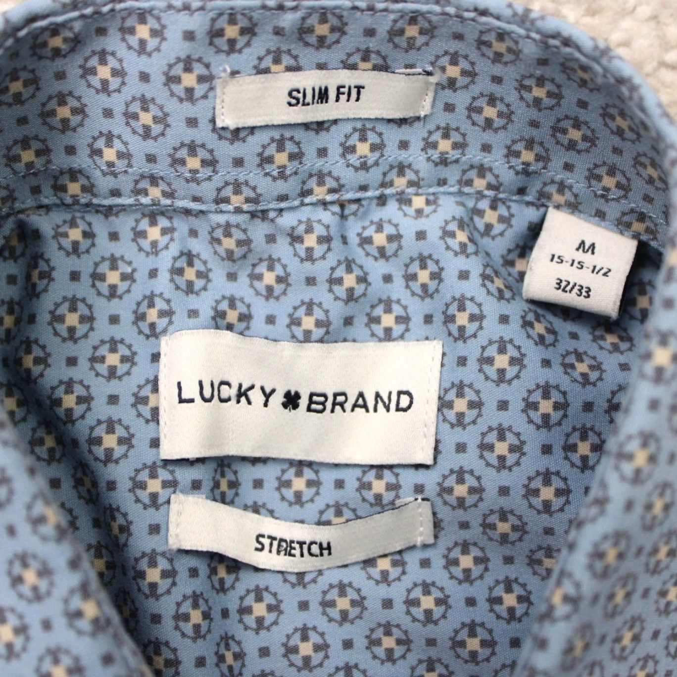 Lucky Brand Lucky Brand Shirt Mens Medium Blue Geometric Slim Fit Button-Up Long Sleeve Shirt Size US M / EU 48-50 / 2 - 6 Thumbnail