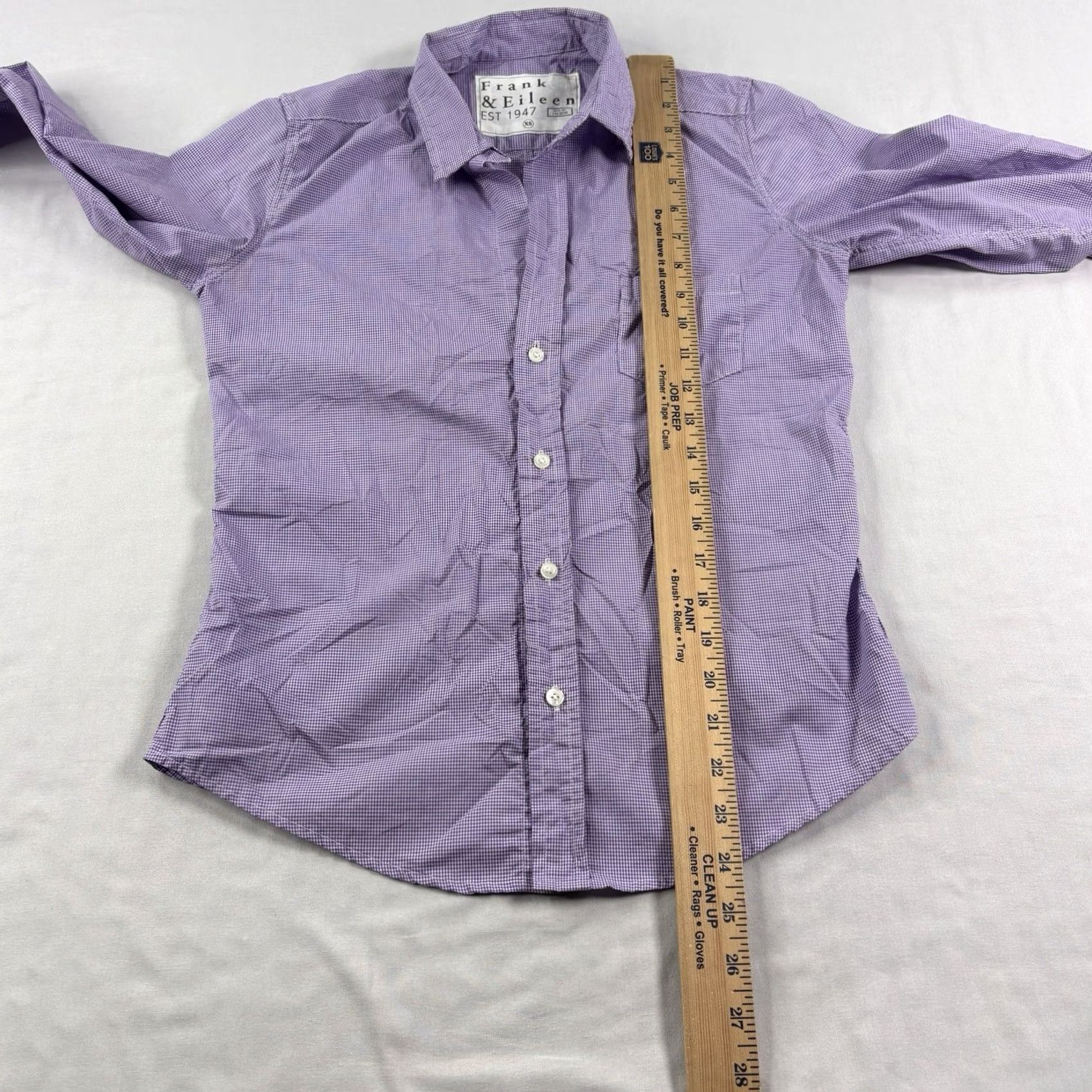Vintage Frank & Eileen Shirt Womens XS Purple Gingham Check Button-Up Cotton Size XS / US 0-2 / IT 36-38 - 7 Thumbnail