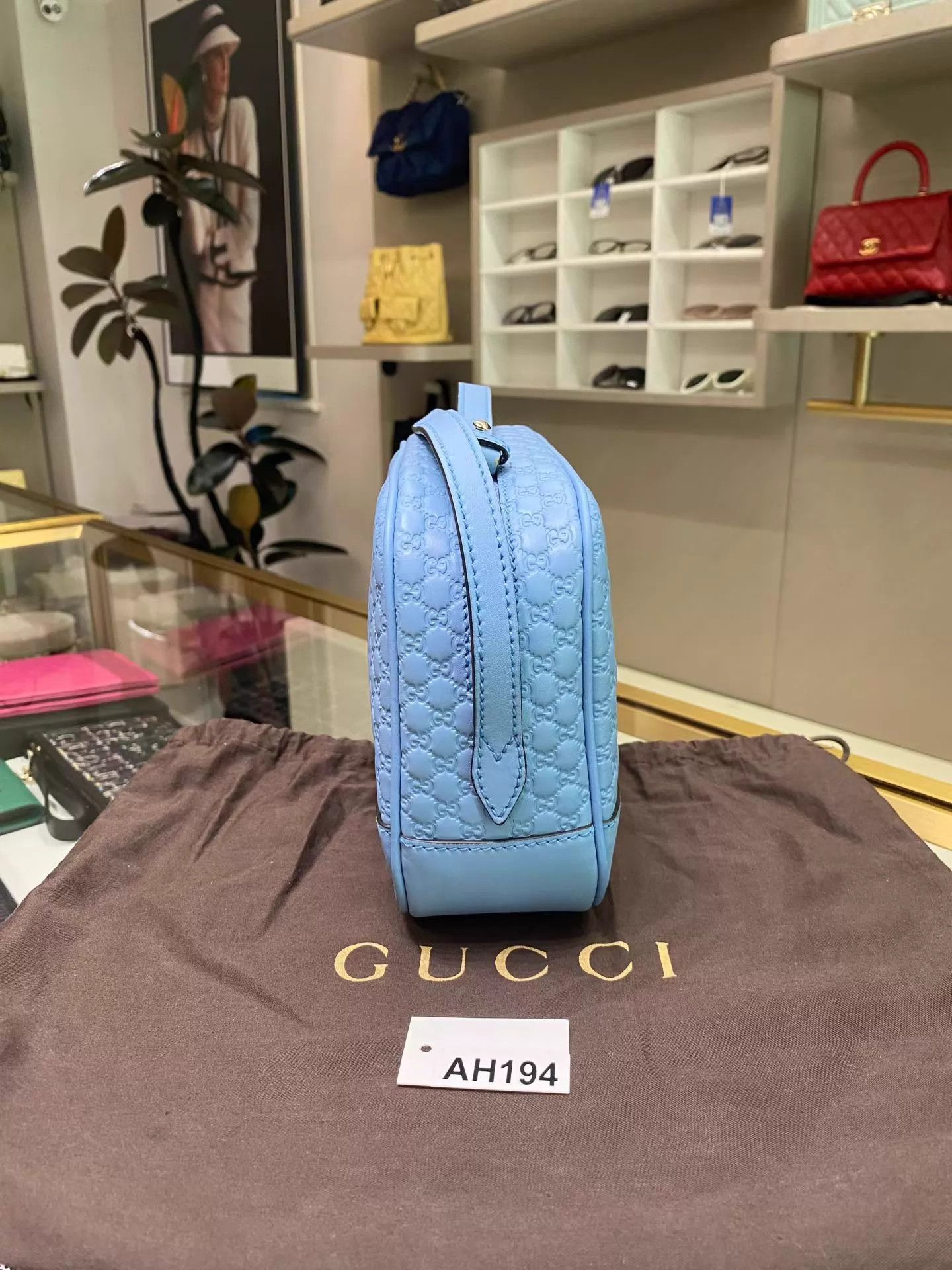 Gucci Gucci Bree Camera Bag Light Blue MicroGG Calfskin 023 Size ONE SIZE - 6 Thumbnail