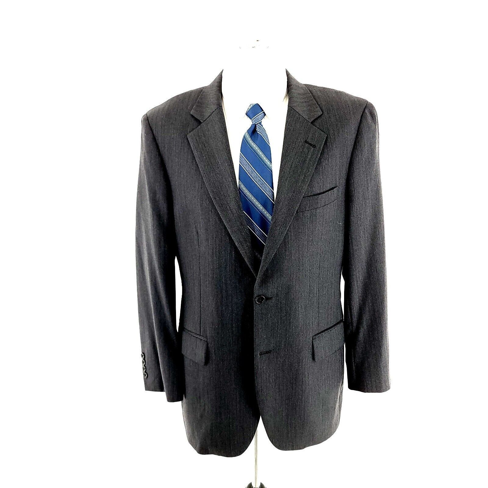 Jos. A. Bank Jos A Bank Signature Wool 2 Button Blazer 40R Gray Herringbo Size 40R - 3 Thumbnail