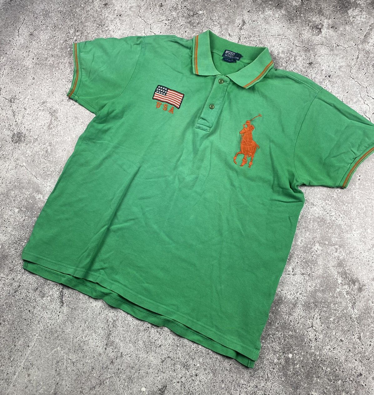 Polo Ralph Lauren × Ralph Lauren × Vintage Vintage Polo Ralph Lauren USA Faded Rugby Shirt Y2K Cheef Size US L / EU 52-54 / 3 - 2 Thumbnail