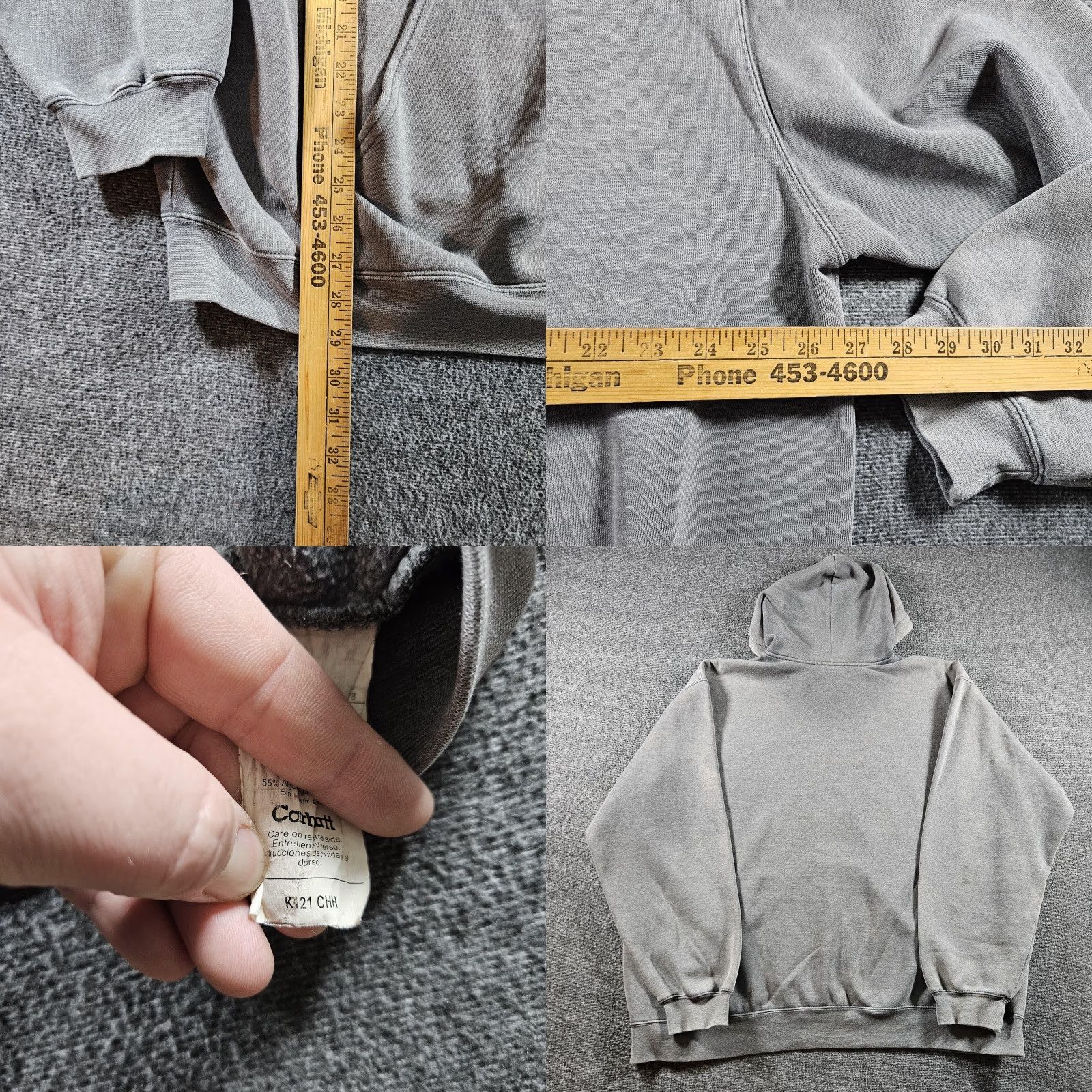 Carhartt Carhartt Hoodie Mens 2XL Gray Fleece Pullover Workwear Kangaroo Pocket Thrashed Size US XXL / EU 58 / 5 - 8 Thumbnail
