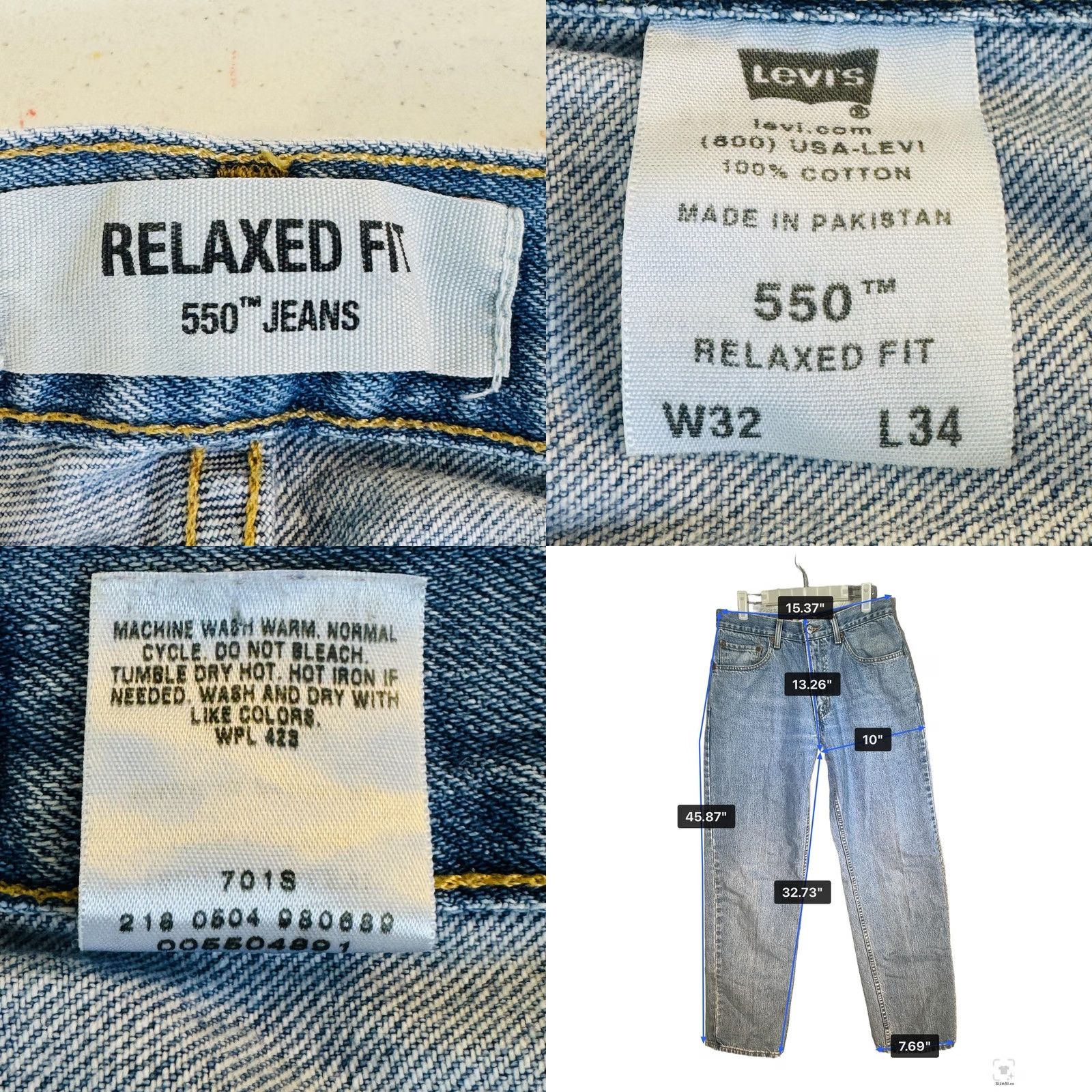 Levi's VINTAGE Levi's 550 Jeans Mens 32x33 Blue Light Wash Relaxed Tapered Denim - Levi's 550 Jeans - 90s, Logo, USA Size US 32 / EU 48 - 8 Thumbnail
