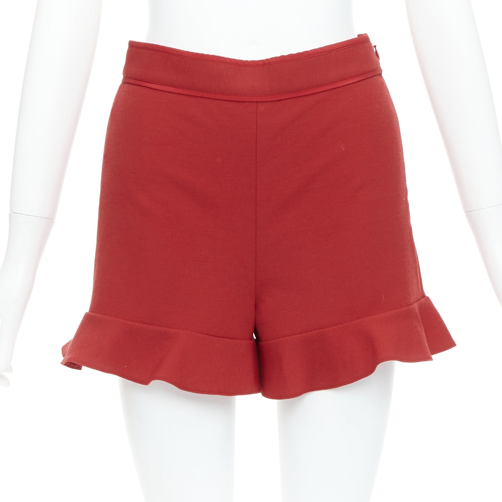 RED Valentino RED VALENTINO red ruffle hem high waisted shorts IT38 XS Size 26" / US 2 / IT 38 - 1 Thumbnail