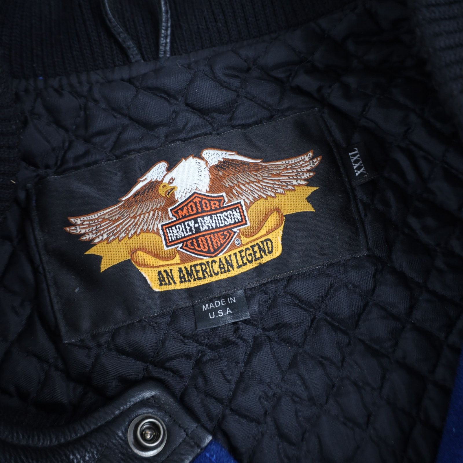 Harley Davidson × Vintage VTG Harley Davidson University Big Logo Letterman Jacket Size US XXL / EU 58 / 5 - 9 Thumbnail
