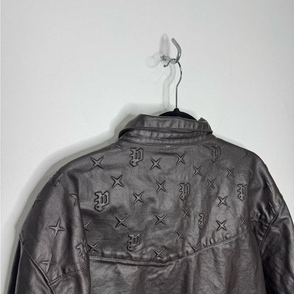 Purple Brand PURPLE Men’s Embossed Monogram Snap Button-Down Shirt Brown Size US M / EU 48-50 / 2 - 5 Thumbnail
