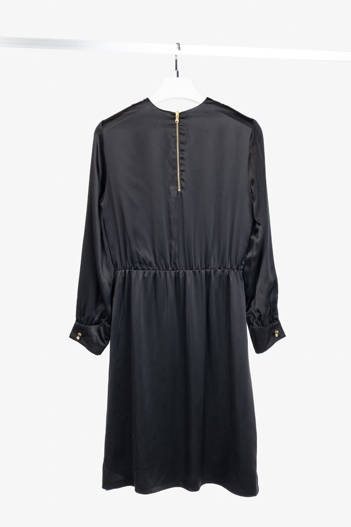 Other Dassie Reversible Black & Blue Silk Charmeuse Dress Size L / US 10 / IT 46 - 2 Thumbnail