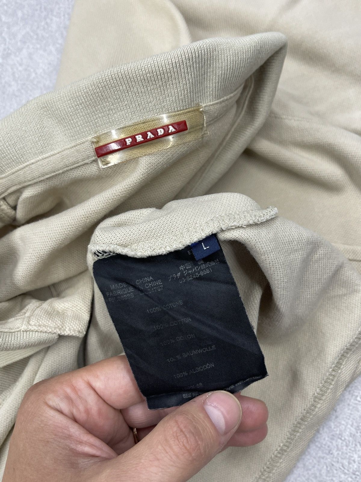 Prada Vintage Prada Red Tab Polo Shirt Beige Italy Size L Size US L / EU 52-54 / 3 - 7 Thumbnail