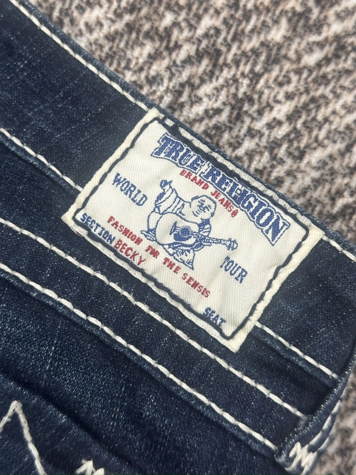 True Religion × Vintage Bootcut True Religion White Stich On Black Size US 33 - 10 Thumbnail