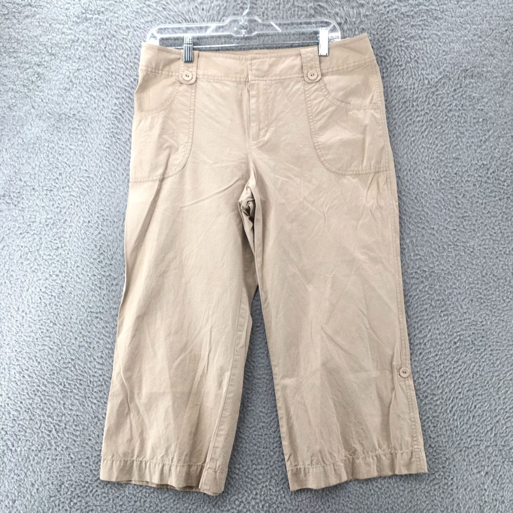 Calvin Klein Calvin Klein Capri Pants Womens 10 Beige Flat Front Straight Leg Mid Rise Zip Size 32" / US 10 / IT 46 - 2 Thumbnail