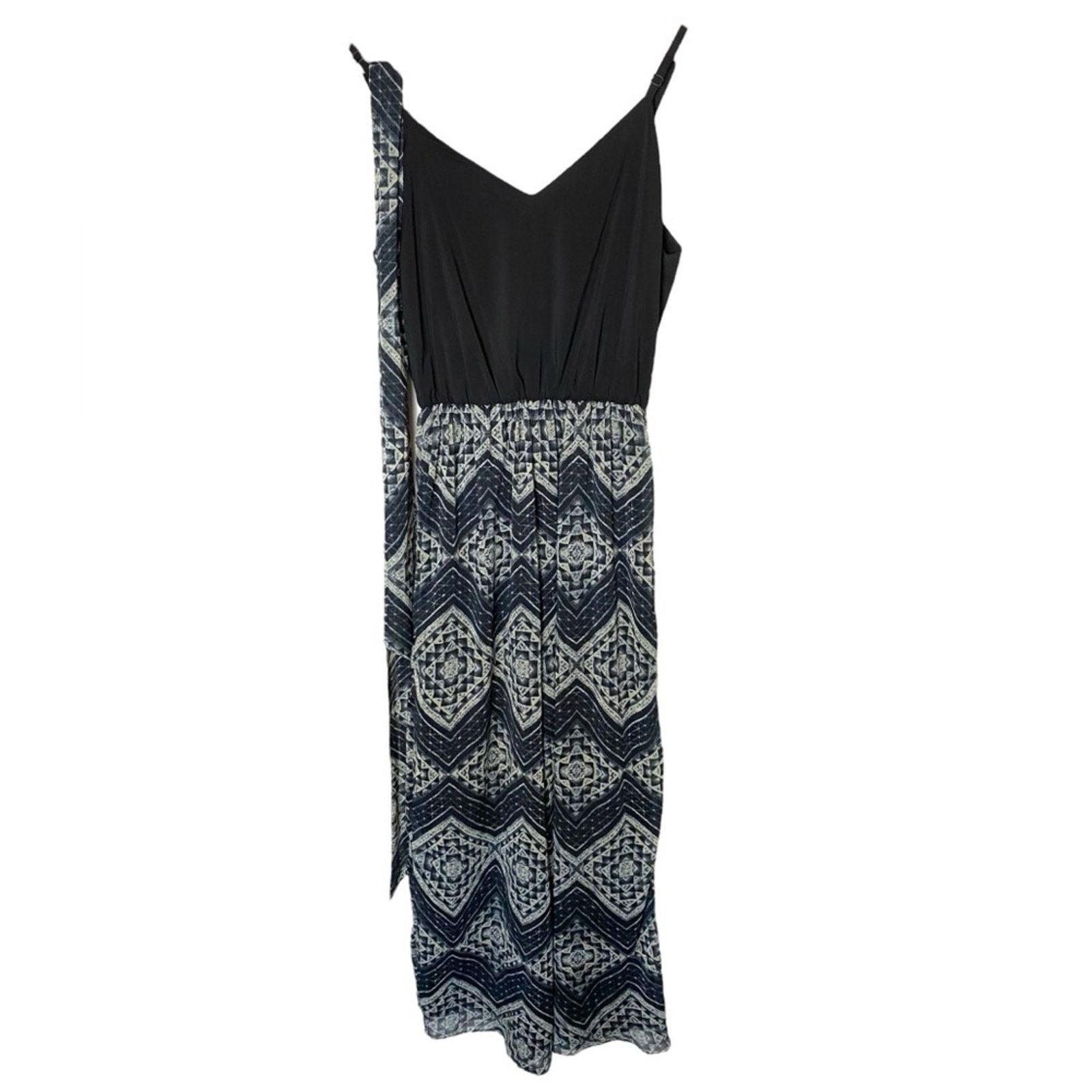 Alice + Olivia ALICE + OLIVIA Printed V-Neck Jumpsuit Black M Size 28" / US 6 / IT 42 - 1 Thumbnail