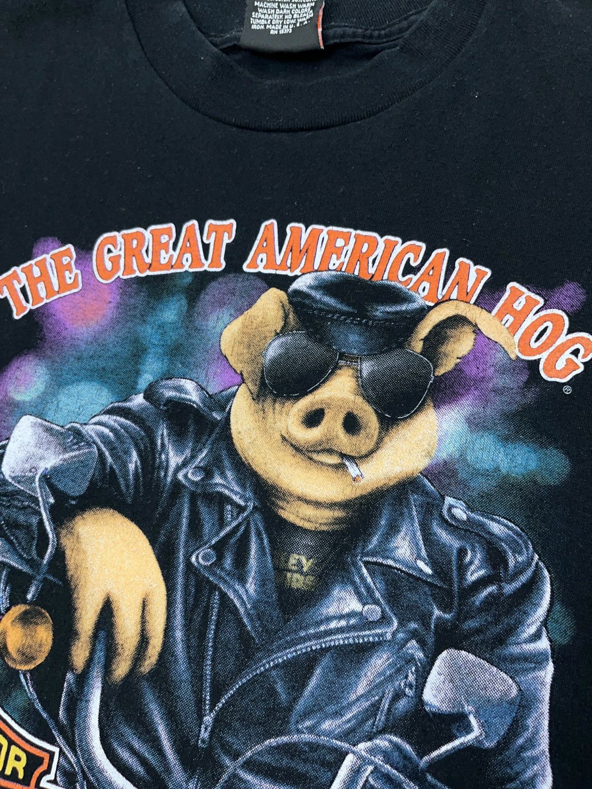 Harley Davidson Vintage 1991 Harley Davidson The Great American Hog T-shirt Size US XL / EU 56 / 4 - 8 Thumbnail