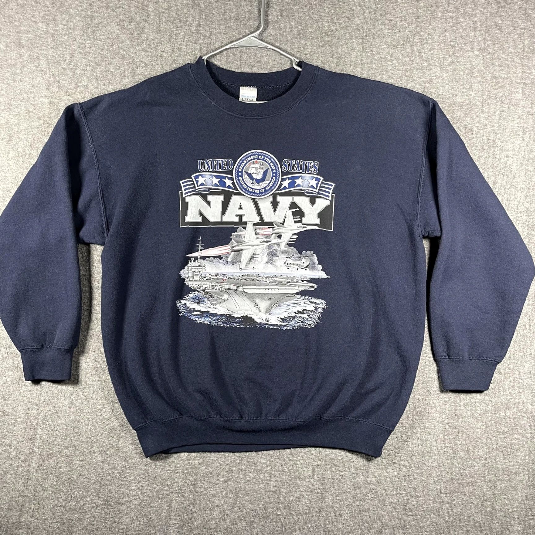 Gildan VTG Gildan Sweatshirt Mens 2XL Navy Blue US Navy Graphic Fleece Heavyweight Crew Neck Navy Mens Pullover Size US XXL / EU 58 / 5 - 2 Thumbnail