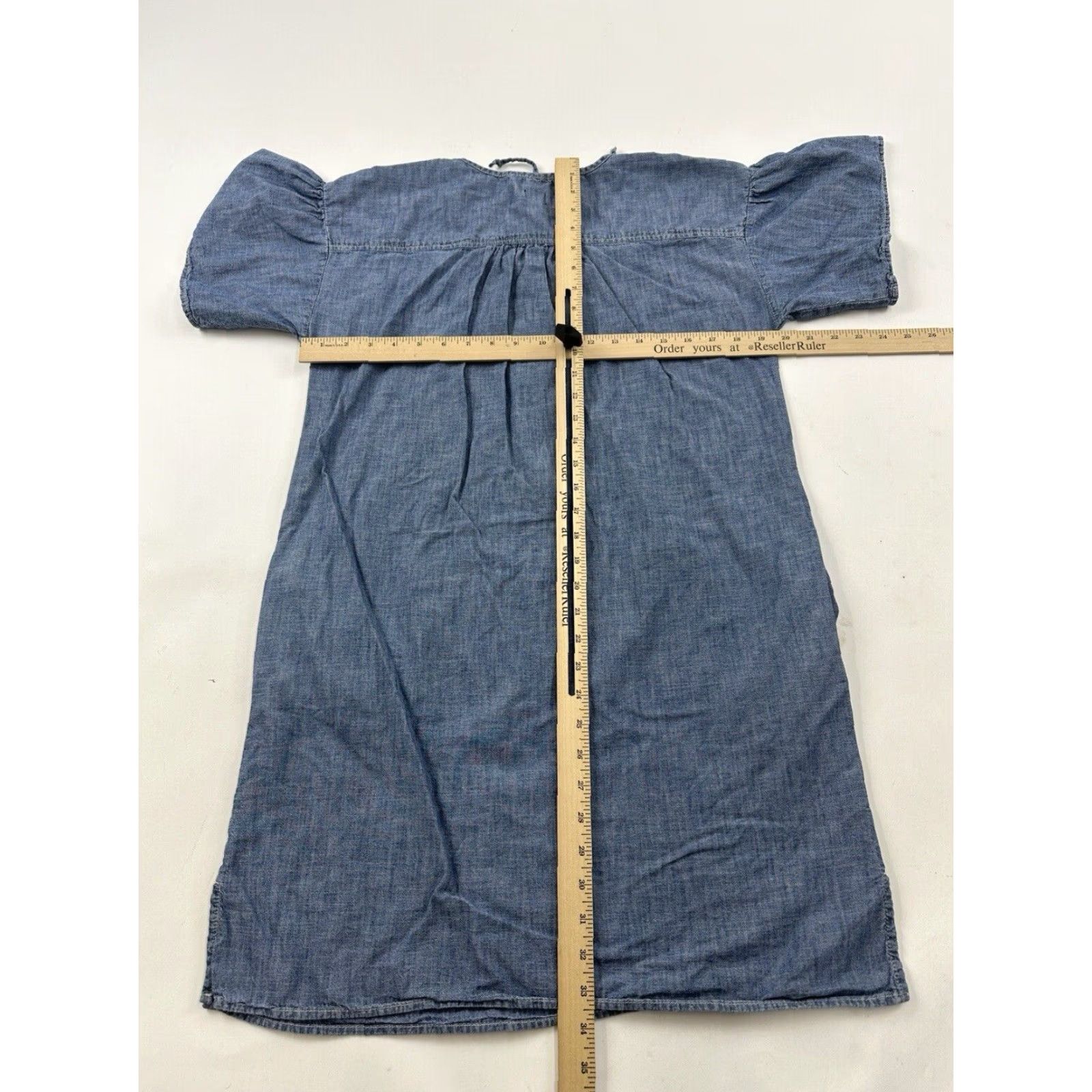 Gap Gap Blue Denim Dress Womens Small Puff Sleeve Lace-Up Shift With Pockets Size S / US 4 / IT 40 - 6 Thumbnail
