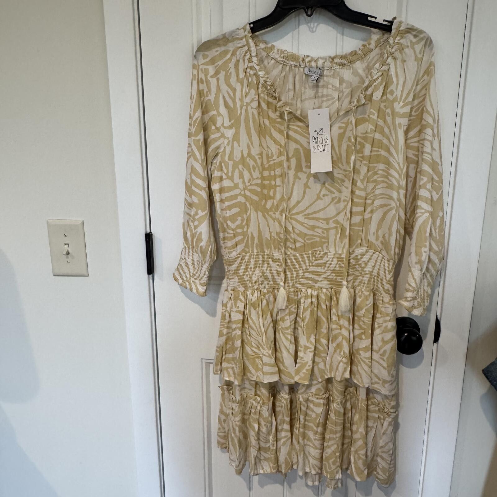 Other Patrons of Peace Beige and White Patterned Dress Size Large Size L / US 10 / IT 46 - 1 Thumbnail
