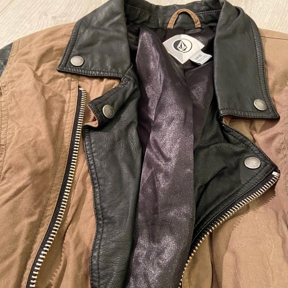 Volcom Volcom Green and Black Leather Jacket Size S / US 4 / IT 40 - 2 Thumbnail