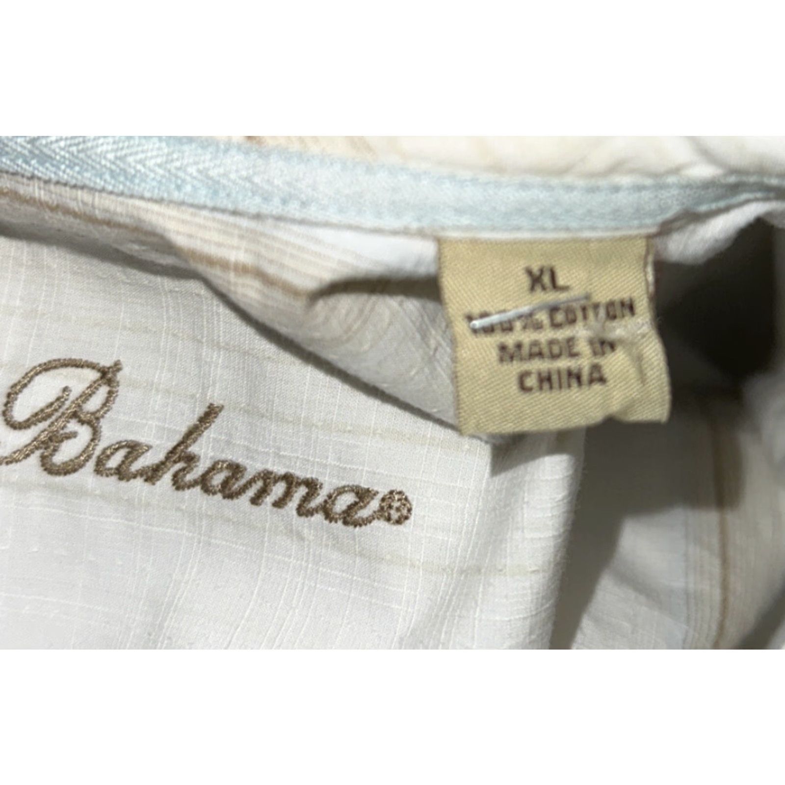 Tommy Bahama Tommy Bahama Shirt Mens XL Beige Cotton Long Sleeve Striped Button-Front Button-Down Collar Shirt Size US XL / EU 56 / 4 - 6 Thumbnail