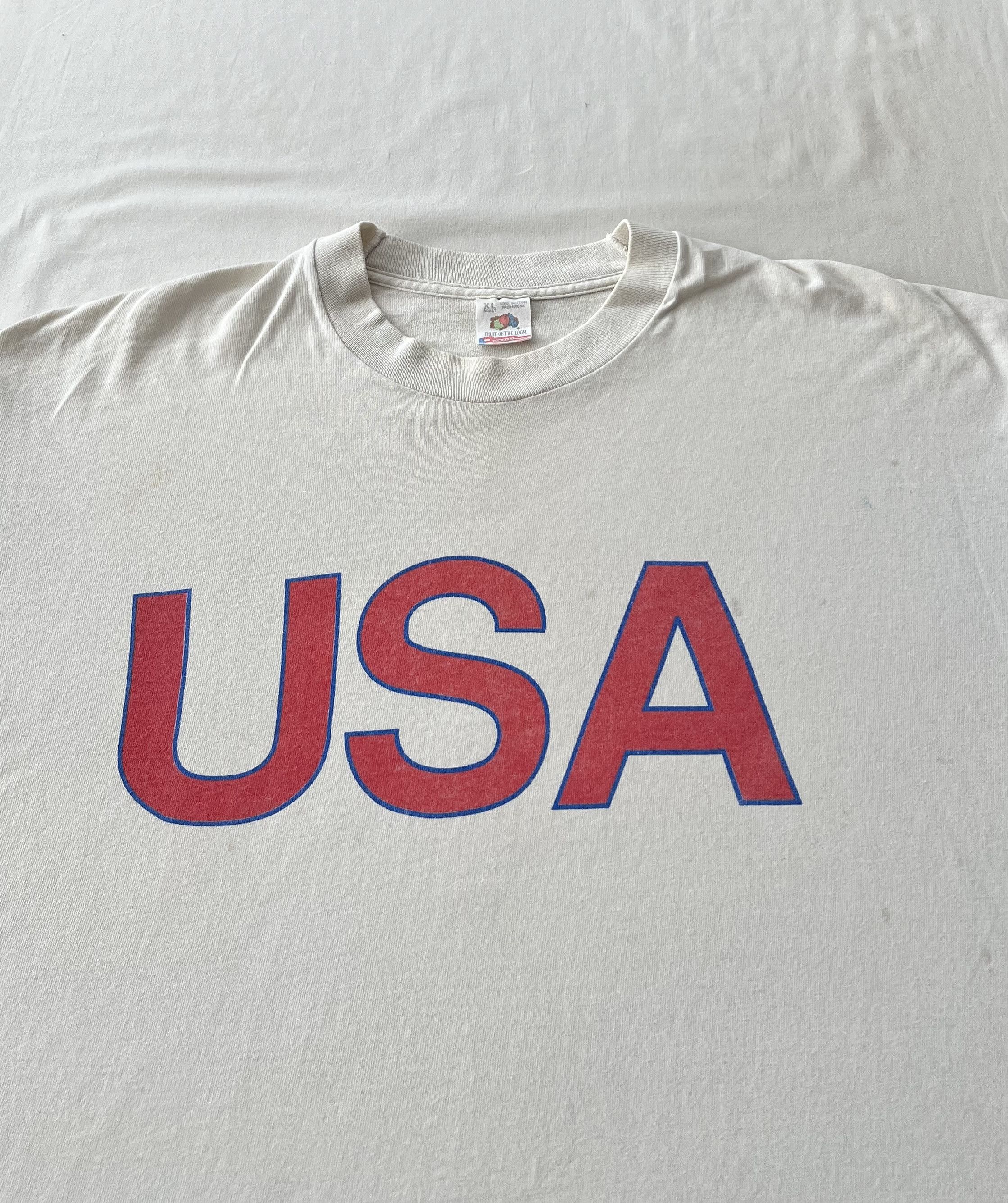 Vintage Vintage 90s USA Graphic Logo Country White T-shirt Size US XL / EU 56 / 4 - 3 Thumbnail