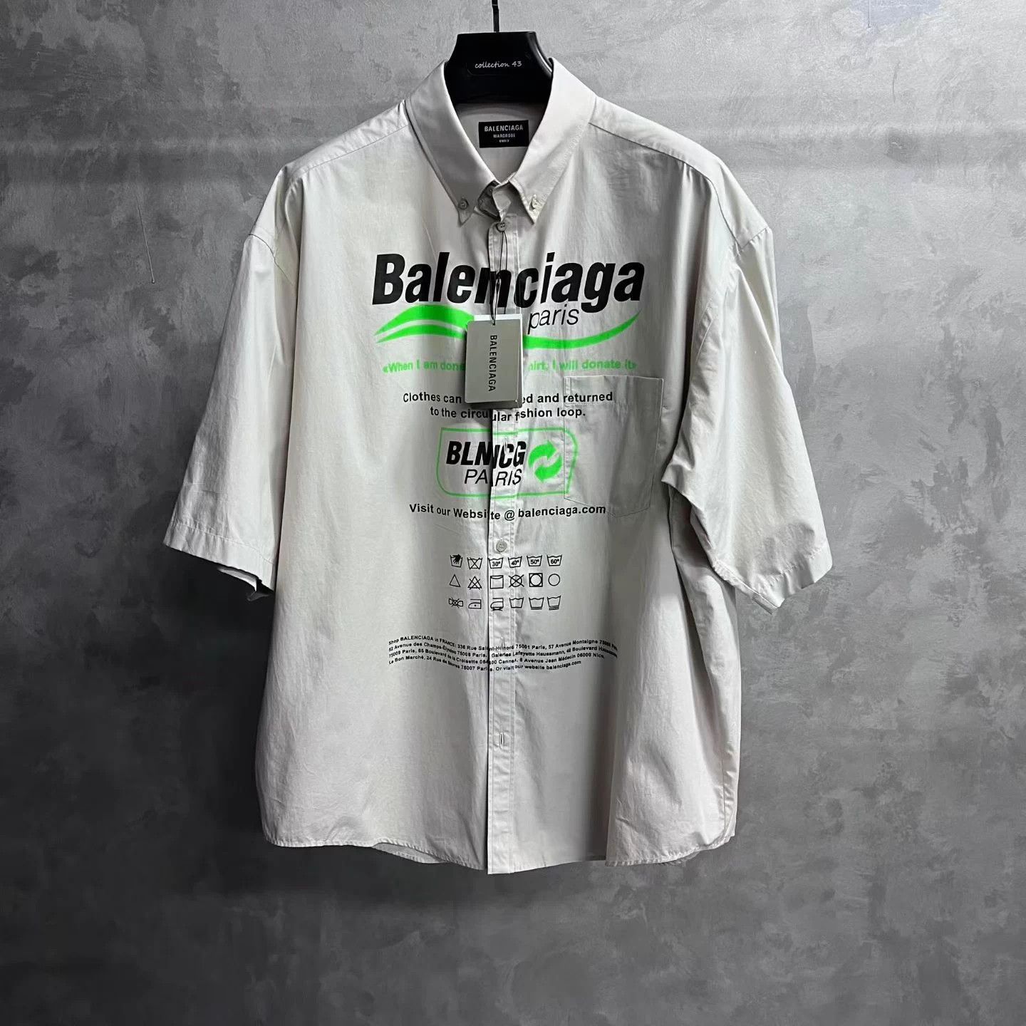 Balenciaga Balenciaga Oversized Gray Cotton Poplin Logo SS Shirt Size US L / EU 52-54 / 3 - 1 Thumbnail
