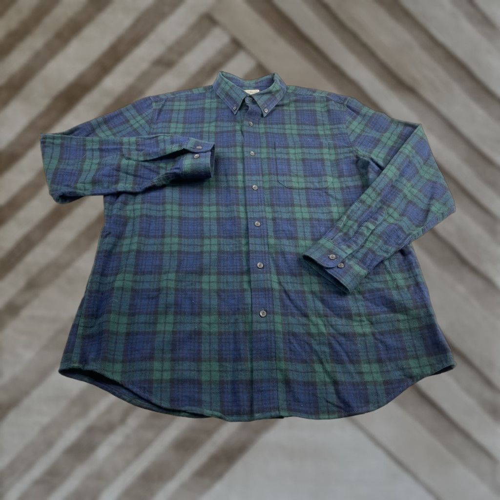 Vintage VINTAGE LL Bean Mens XL Slightly Fitted Plaid Cotton Shirt Blue Green Flannel Button-Up Long Sleeve 33 26.5 27 Mens XL Blue/ Green Size US XL / EU 56 / 4 - 1 Thumbnail