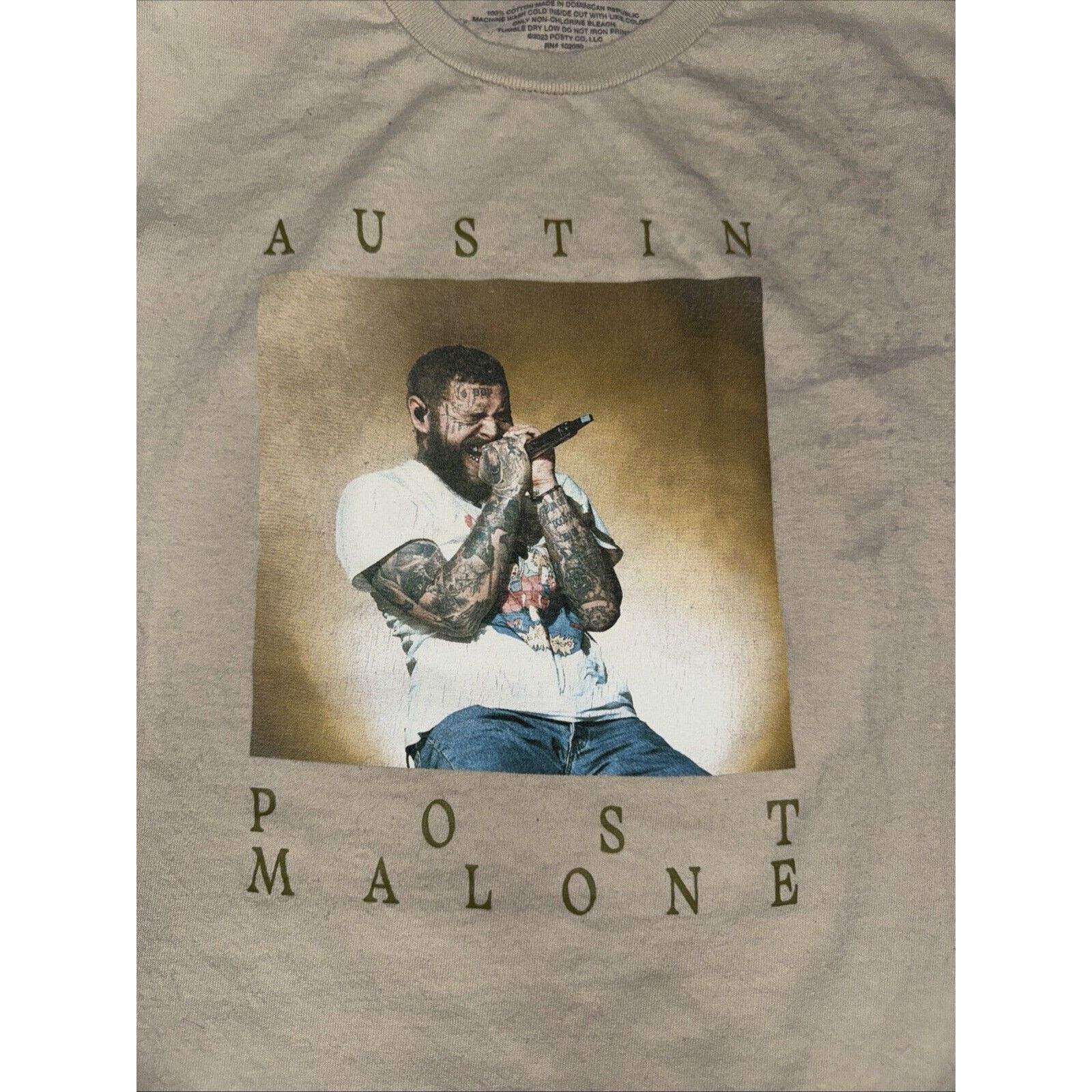 Band Tees × Rap Tees 2023 Austin Post Malone T-Shirt Tan Medium 17x25 Size US M / EU 48-50 / 2 - 2 Thumbnail