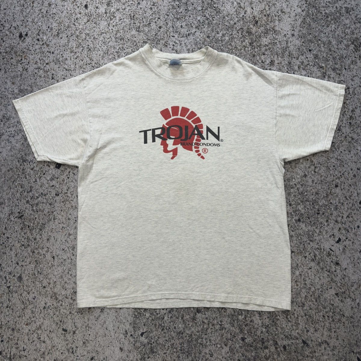 Vintage Vintage 90s Trojan Condoms Shirt Thrashed Faded ERD Grunge Size US XL / EU 56 / 4 - 7 Thumbnail