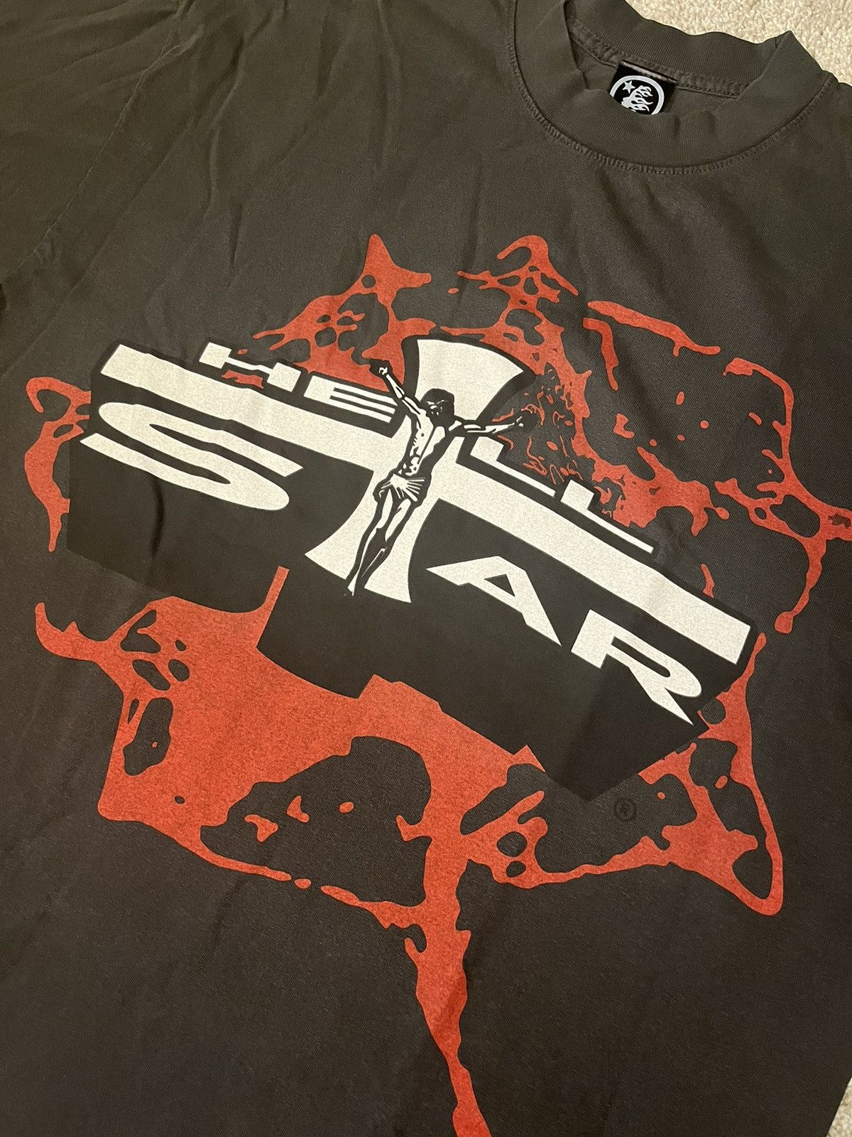 HELLSTAR Hellstar Jesus Emblem T-Shirt Grey Size US L / EU 52-54 / 3 - 3 Thumbnail