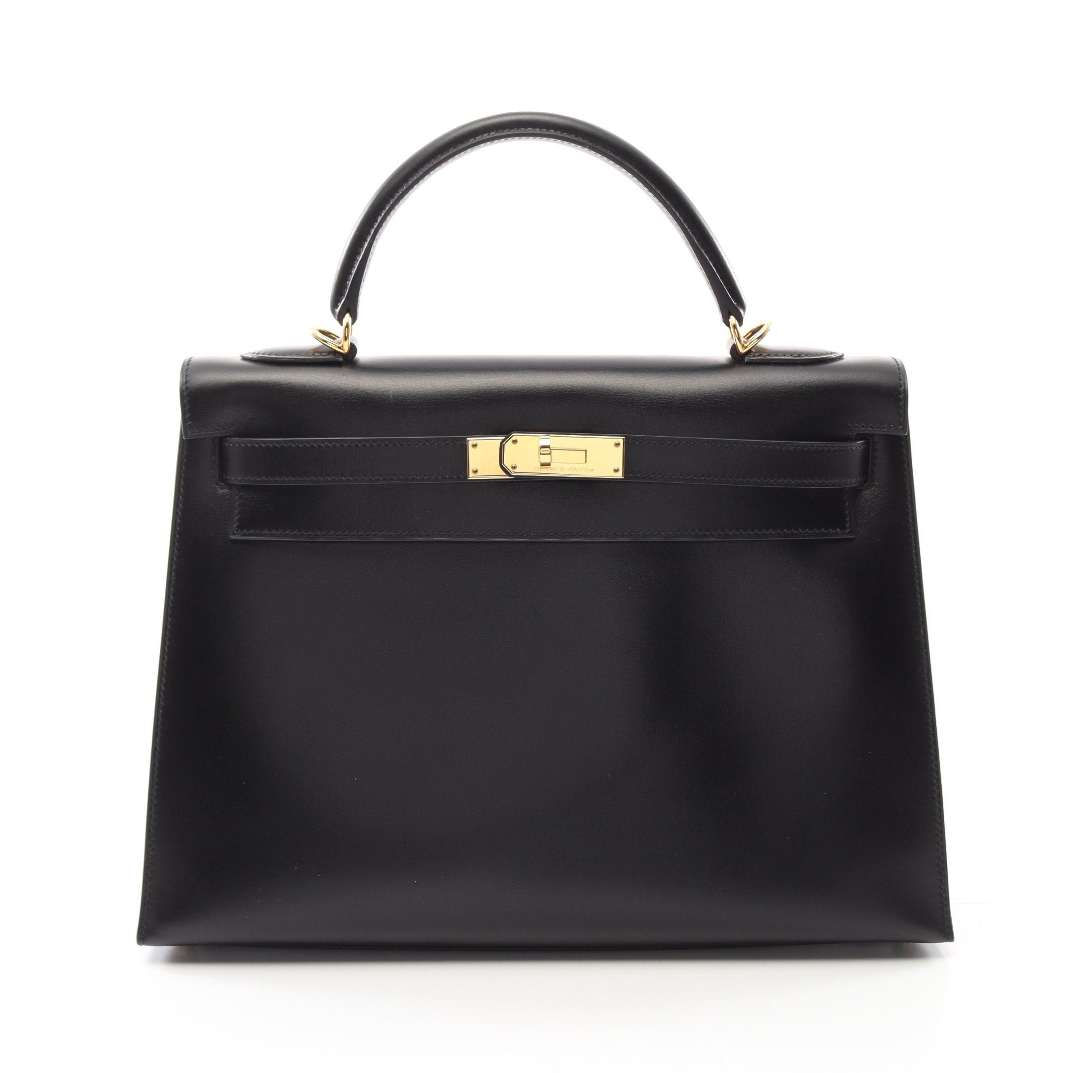 Hermes Hermes Kelly32 Handbag Box Calf Black Gold Hardware Outside Sewing □J Carved Stamp Size ONE SIZE - 1 Thumbnail