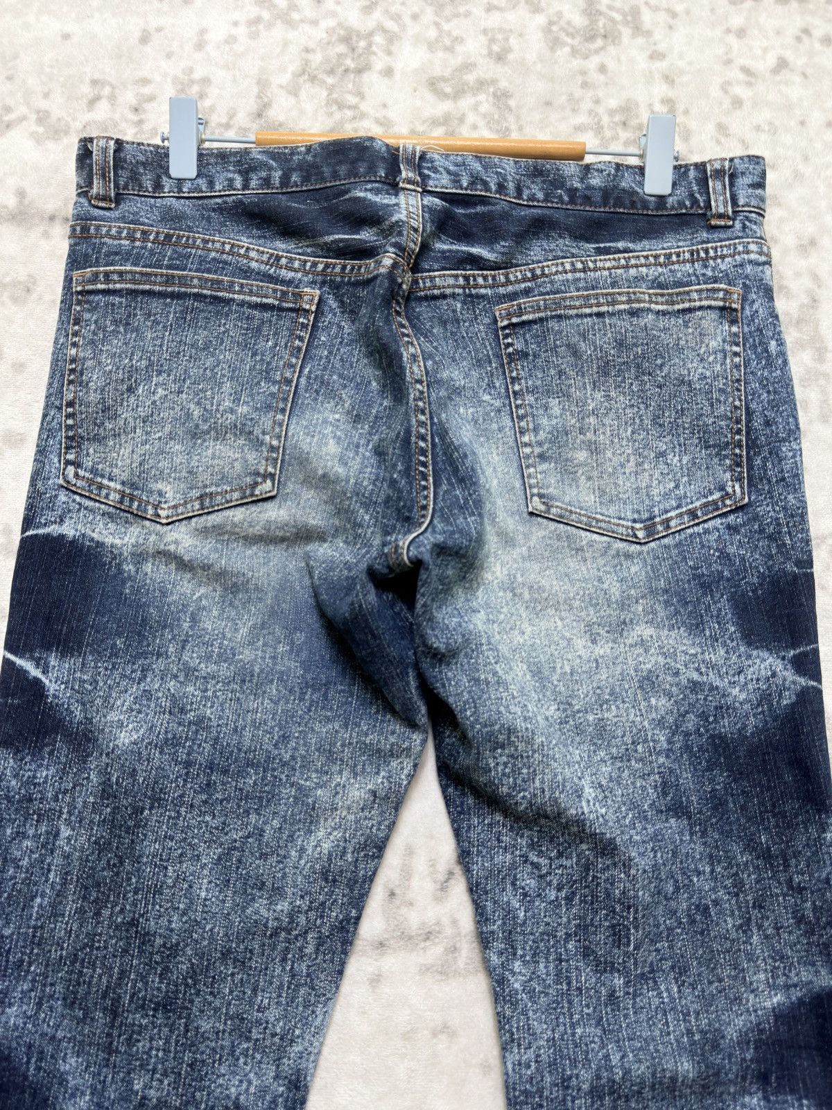 Schlussel Y2K Distressed Flare Denim Snake Knee Patch Jeans